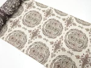 アンティーク　花更紗に華紋模様織り出し　八寸帯地反物